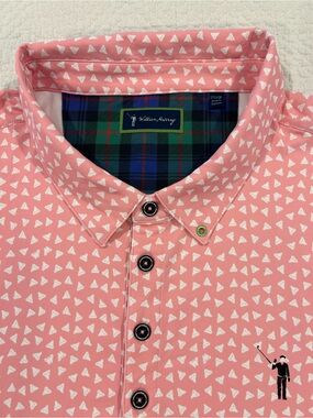 William Murray Men’s 2XL Pink White Sharks Tooth AOP Performance Golf Shirt